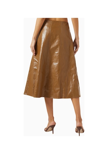 Marella Coated Twill Flared Midi Etek, Modern Ve Şık Tasarım Kahverengi