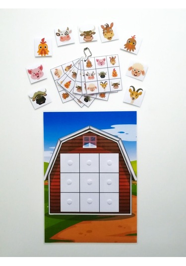 Çocuklar İçin Çiftlik Hayvanları Öğretici Eşleştirme Dikkat Hafıza Güçlendirme Oyunu Cırtlı Etkinlik