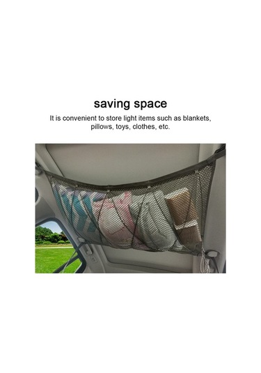 Besthome1 90x65cm Kahverengi Polyester Oto Tavan Ağ Stoş Torbası - Oyuncak Eşya Depolama Haki Çözümü Haki