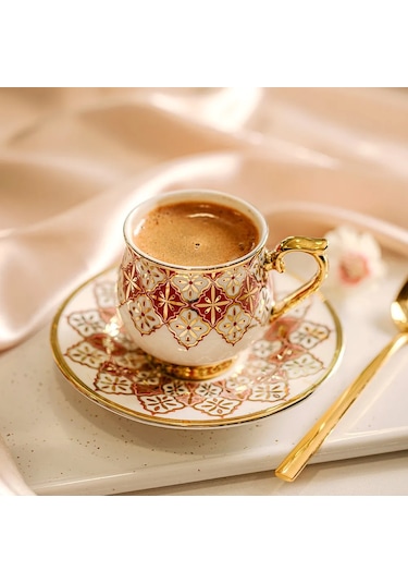 Nehir Rüya 6 Kişilik 12 Parça Porselen Kahve Fincan Takımı