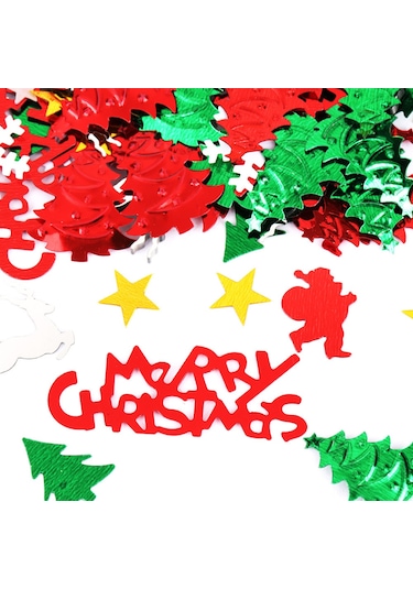 Kangvka Noel Partisi Dekorasyonu: Santa, Kar Tanesi, Geyik Desenli Parlak Parçacıklar - Çeşitli Modellerden Karma Paket
