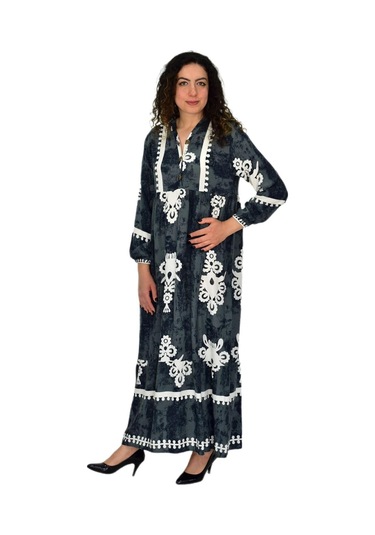 Kadın Kol Lastikli V Yaka Elbise Bgl-st04642 Yeşil