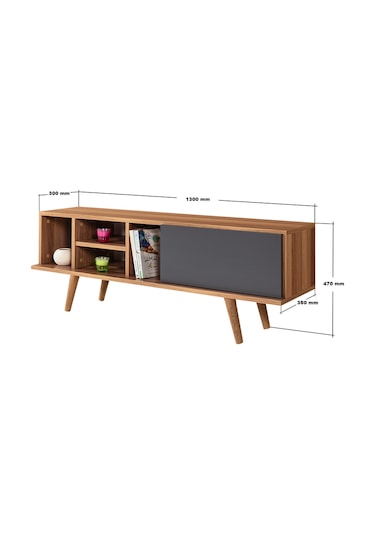 3331 Ela 130 Cm Ahşap Ayaklı Tv Ünitesi , Söğüt - Antrasit , Tv Sehpası , Salon , Oturma Odası Diğer 3331 Ela 130 Cm Ahşap Ayaklı Tv Ünitesi , Söğüt - Antrasit , Tv Sehpası , Salon , Oturma Odası Diğer
