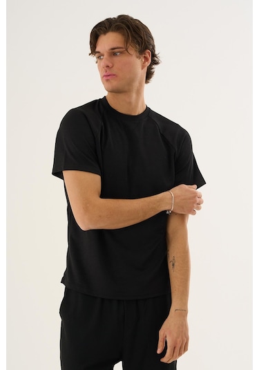 Alexander Gardi Alexandergardı Reglan Kol Bisiklet Yaka T-shirt Siyah