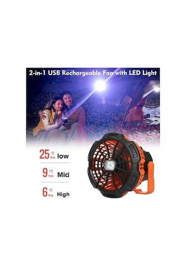 2'li Usb Şarj Edilebilir Led Işıklandırmaya Sahip Taşınabilir Fan Sc16y0 Siyah