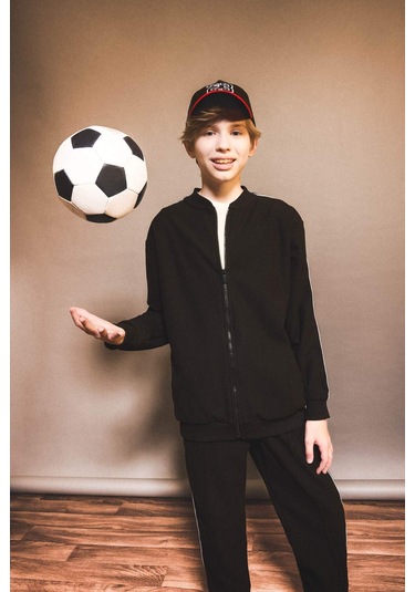 Defacto Erkek Çocuk Kolej Yaka Fermuarlı Bomber Ceket G1821a825aubk81 Siyah-bk81