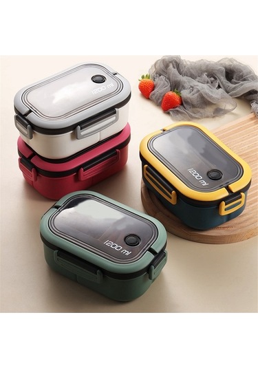 Ulzyvf Taşınabilir Sevimli Öğle Kutusu, Bölmeli, Mavi, Buzdolabı Uyumlu Bento Mavi