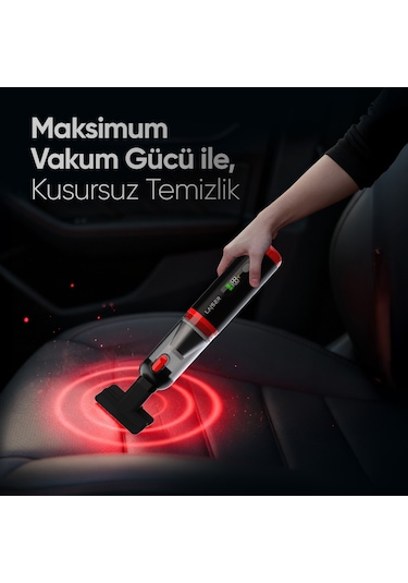Laiser Kompakt Led Ekranlı 17.000 Pa 3ın1 Çekme-vakum-üfleme Özellikli Şarjlı Araç Süpürgesi Siyah