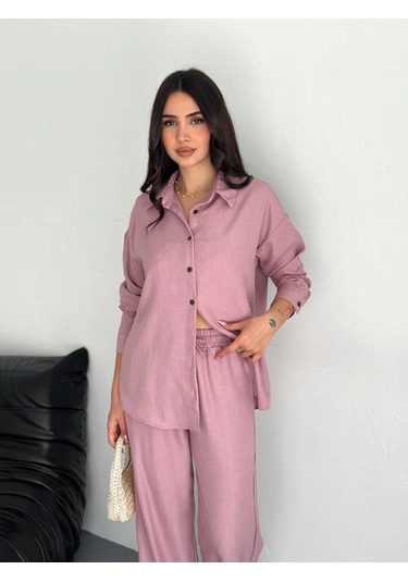 Gömlek Pantolon İkili Takım - Toz Pembe Çok Renkli