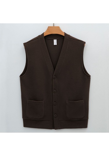 Erkek İlkbahar/sonbahar Yeleği Kestane Kahvesi