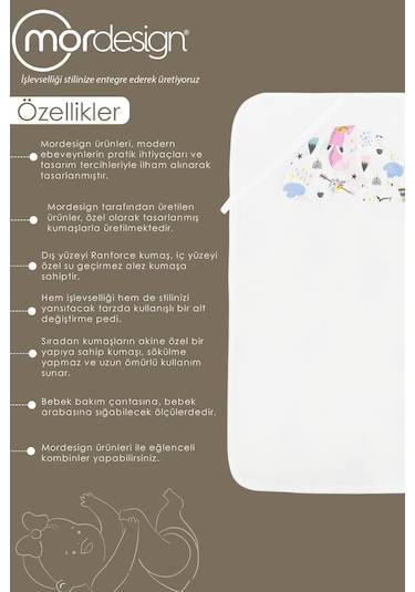 Mordesign Bebek Çanta Alt Açma Minderi Alt Değiştirme Pedi Taşınabilir Bakım Örtüsü Care Tilki Serisi Pembe Zg10131-4 Pembe