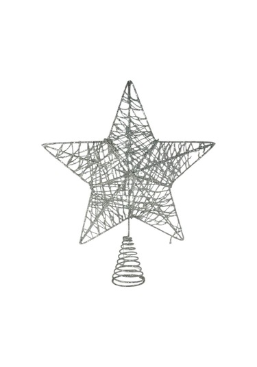 Yılbaşı Ağaç Tepelik 27cm Gümüş Yaylı Tel Yıldız Diğer