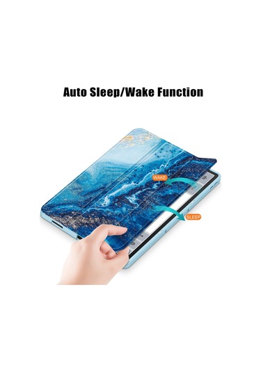 Lenovo Uyumlu Tab P12 Tb371fc Desen Baskı Üç Katlı Stand Tablet Kapağı Pu Deri + Tpu Tablet Kılıfı