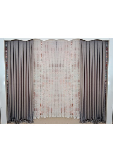 Gri Renk Fon Kadife Perde Çift Kanat 1/3 Sık Pileli Dikim V-43 Gri