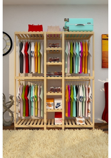 Quatro Jj Açık Ahşap Elbise Dolabı