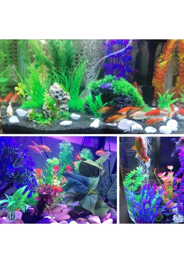 Xindoker "11 Çeşit Akvaryum Dekorasyonu - Gerçekçi Plastik Bitkiler Ve Yapay Süsler"