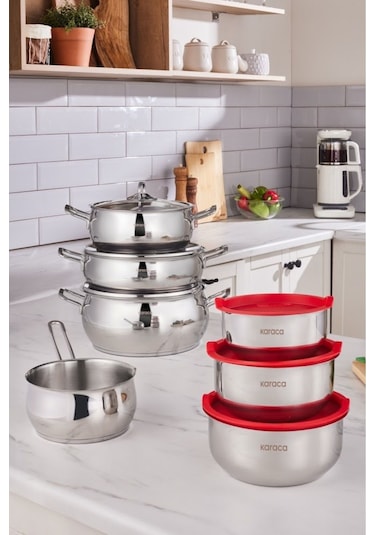 Karaca  Pişir Sakla V2 İndüksiyon Tabanlı 13 Parça Çelik Tencere Seti