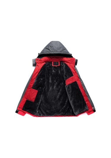 Outdoor Rüzgar Su Geçirmez Kalın Polar Kapüşonlu Mont Mavi