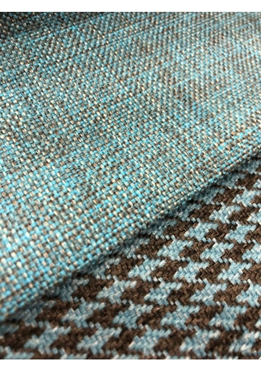 Enesar Home Keten Kaz Ayağı Döşemelik Kumaş Premium Dokuma Turkuaz Kahve 100 x 140 cm