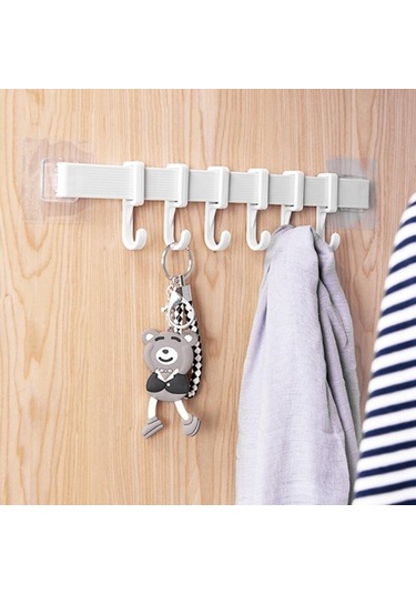 Beyaz Mutfak Banyo Duvar Emme Plastik Altı Sıralı Kanca Tuvalet Kapı Yapışkan Kanca Jm14