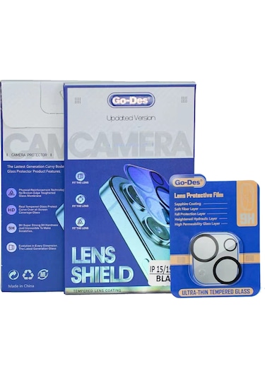 Apple iPhone 15 Uyumlu Plus Şeffaf Lens Koruyucu Go Des Shield Cl-14 Kamera Protector