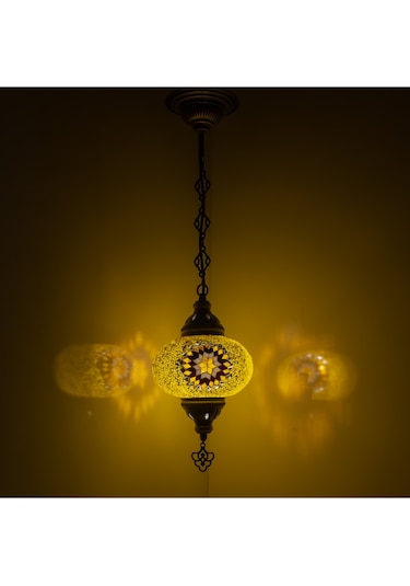Mozaik Lamba Tekli Sarkıt Tavan Lambası Otantik Avize Renkli