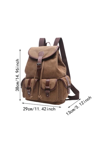 Suntek Kanvas Sırt Çantası Okul Yürüyüş Satchel Çanta Kahve Rengi Kahverengi