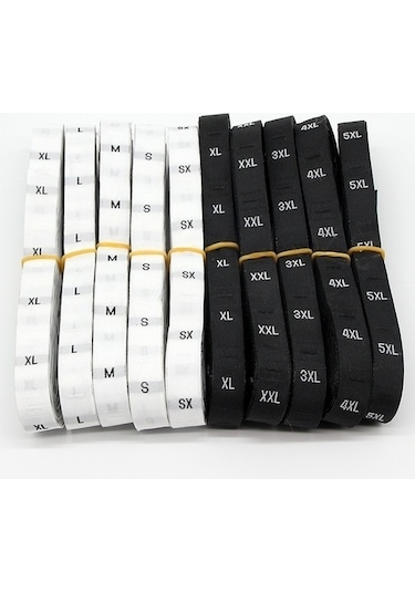 Flybuy 3.2x1.2cm Siyah Polyester Giyim Etiketi, 380 Adet Rulo Xs, Dayanıklı Etiketler