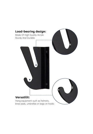 Depolama Kancalı Kaykaylar İçin Duvara Monte Vitrin 2pcs Siyah