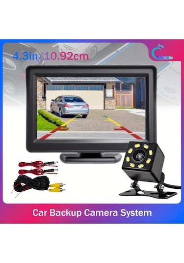 Xuweiwei Chıcoque 1 10.92 Cm 8led Xfk 4.3 İnç Lcd Ekran Ve Arka Kamera Net Gece Görüşü Pickup Suv Sedan Rv İçin Evrensel Geri Görüş Kiti