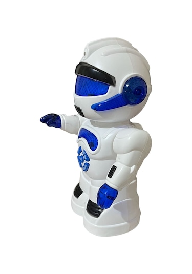 Robot Çarp Dön Sesli Işıklı 15 Fonksiyonlu Robot 25 Cm Mavi