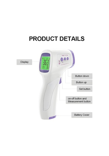 Leezsing Beyaz Dürtme Yok Entegre Termometre - Lcd Ekran, Üç Renkli Arka Işık, 1 Saniye Ölçüm, 32 Veri Depolama, 3-5cm Mesafe, Otomatik Kapatma