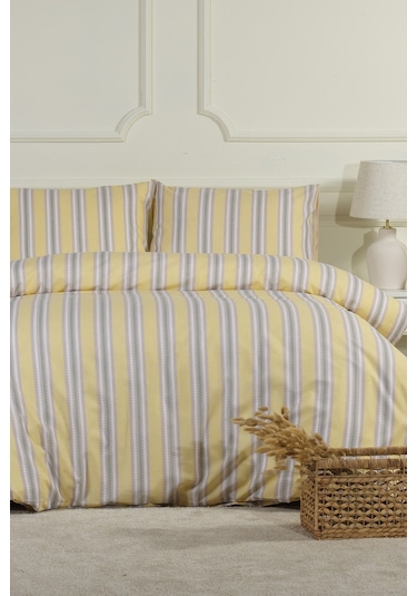 Elart Scatt Nevresim Takımı Tek Kişilik Lastikli Çarşaf 160x220 Cm Ekru Ekru