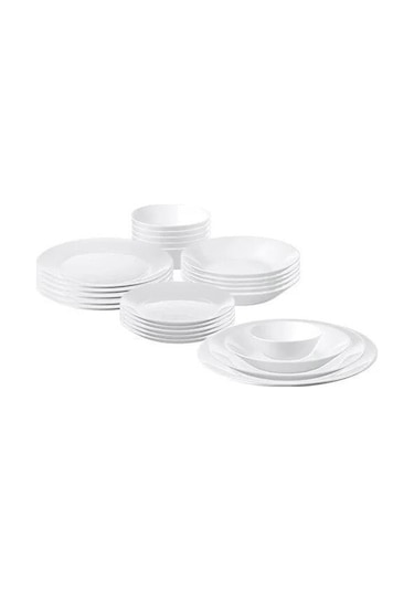 Ikea 24 Parça Oftast Yemek Takımı Meridyendukkan Beyaz Renk Modern Klasik Set Temperli Cam,
