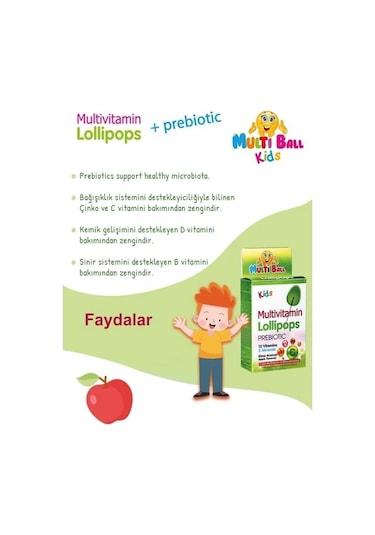 Multi Ball Kids Multıvıtamın Lollıpops +prebıotıc