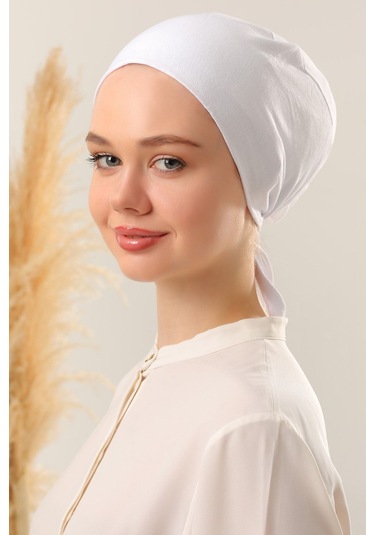 Melodi Scarf Dikişli Bone Beyaz Beyaz