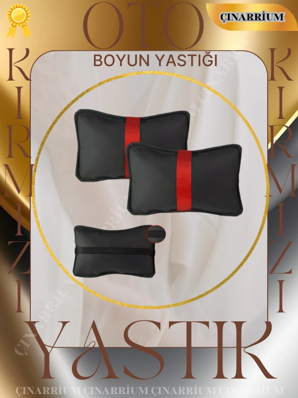 Mercedes A W169 2004 - 2012 Oto Koltuk Kırmızı Şerit Boyun Yastığı 2 Adet