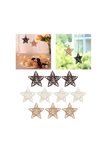 Suntek 10 Cm Asılı Hasır Süsler Yılbaşı Duvar Vintage