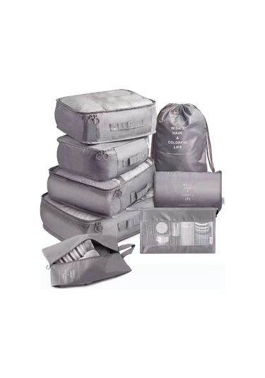 Yifomall Ev Ve Seyahat İçin Gri 8'li Organizer Seti - Kıyafetleri Sınıflandırma Çantaları, Kolay Kullanım Ve Dayanıklı Malzeme