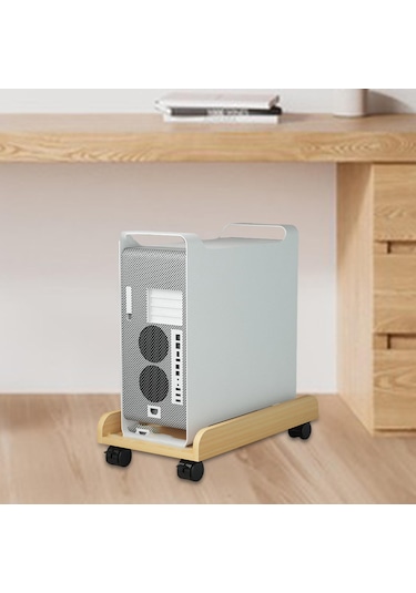 Homyl Masaüstü Cpu Ahşap Tekerlekli Stand Bilgisayar Kasası