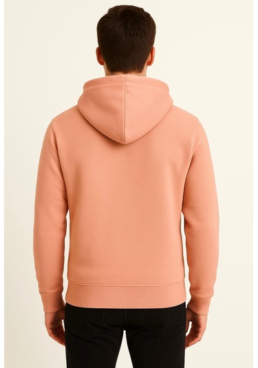 Axxel Erkek Somon Kapüşonlu Sweatshirt-w1108 Pembe 3 İplik Şardonlu