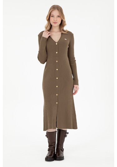 U.s. Polo Assn. Kadın Açık Haki Elbise Triko 50297100-vr183 Acık Hakı