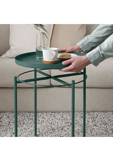 Tepsili Sehpa, Koyu Gri-yeşil, 45x53 Cm Yeşil