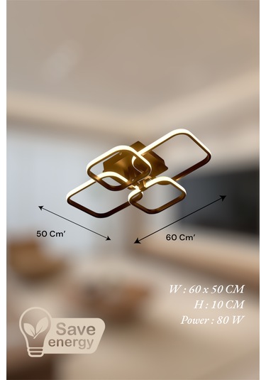 Ey Shop Siyah 4 Lü Kare Model 3 Renk Led Avize Siyah