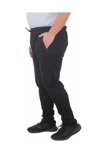 Starbattal Büyük Beden Fermuarlı Eşofman Altı 3Ip 11517 Sıyah-Siyah