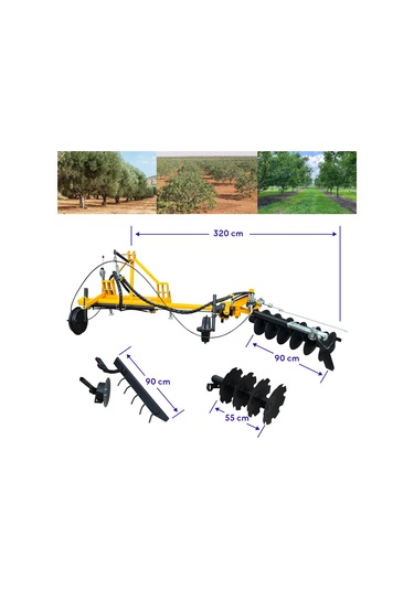Kadıoğlu Extra Klasik Dikim Bahçe Zeytinlik Fıstık İçin Duyargalı Çapa Makinesi 3 Ataşmanlı Set