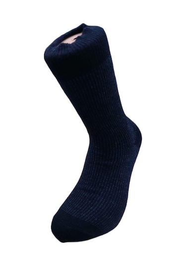 3'lü Set Kalın Kışlık Yünlü Erkek Soket Çorap - Çok Renkli Siyah