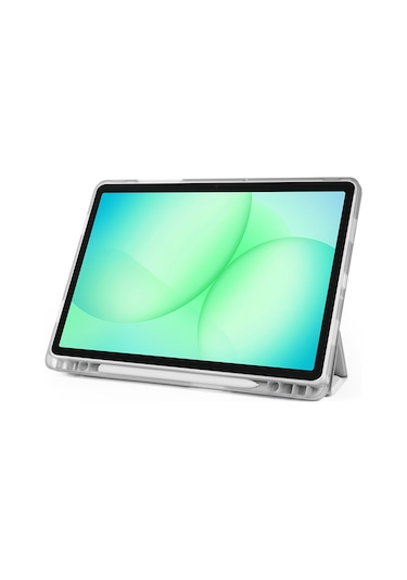 Galaxy Uyumlu Tab A11 Plus Kılıf Mkst Tri Folding Kalem Bölmeli Standlı Kılıf - Siyah Tablet Kılıfı