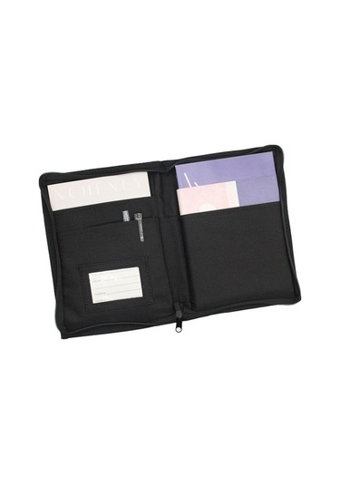 Dayanıklı 600d Oxford Kumaş Çok Cepli Araç Doküman Saklama Çantası - Elastik Halkalı Ve Fermuarlı Siyah Siyah