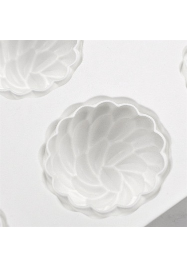 Mousse Kek Kalıbı 6 Santa Ana Çiçekli Silikon Kalıp Dıy Çikolata Beyaz